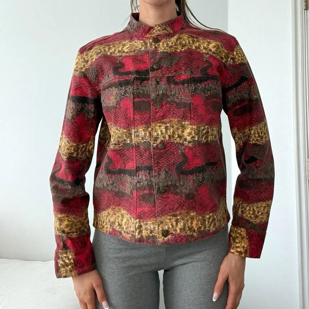 Vintage Chico’s Snakeskin Print Boho Jacket